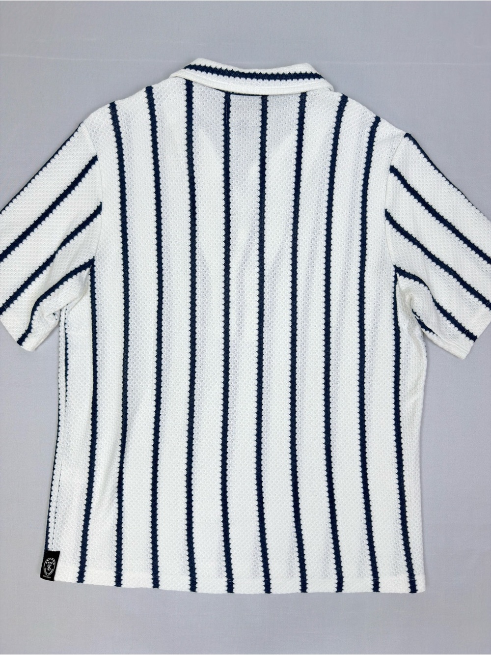 Todd Snyder Relaxed Textured Montauk Polo Coastal White Blue Stripe Size S - Picture 4 of 9